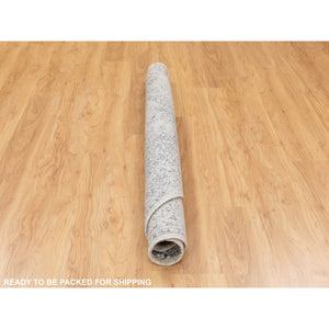 5'10"x5'10" Round Fine jacquard Hand Loomed Erased Design Wool And Silk Oriental Rug FWR350562