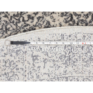 5'10"x5'10" Round Taupe Wool and Silk Abstract with Mosaic Design Hand Knotted Oriental Rug FWR376092