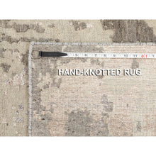 Load image into Gallery viewer, 2&#39;8&quot;x9&#39;7&quot; Earth Tones Hi And Lo Pile Abstract Design Wool And Silk Hand Knotted Runner Oriental Rug FWR350664