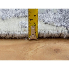 Load image into Gallery viewer, 2&#39;8&quot;x7&#39;10&quot; Gray Thick And Plush Abstract Design Hand Knotted Runner Wool And Silk Oriental Rug FWR350676