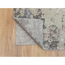 Load image into Gallery viewer, 2&#39;8&quot;x10&#39; Gray Abstract Design Wool And Silk Runner Hand Knotted Oriental Rug FWR350688