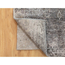 Load image into Gallery viewer, 3&#39;x4&#39;10&quot; Gray Erased Design Wool And Silk Hand Knotted Oriental Modern Rug FWR350766