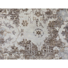 Load image into Gallery viewer, 3&#39;x4&#39;10&quot; Gray Erased Design Wool And Silk Hand Knotted Oriental Modern Rug FWR350766