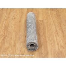 Load image into Gallery viewer, 3&#39;x4&#39;10&quot; Gray Erased Design Wool And Silk Hand Knotted Oriental Modern Rug FWR350766