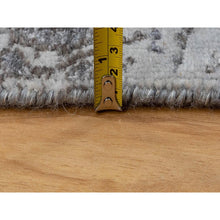 Load image into Gallery viewer, 3&#39;x5&#39; Gray Erased Design Wool And Silk Runner Hand Knotted Oriental Rug FWR350778