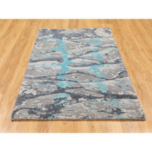 Load image into Gallery viewer, 3&#39;x5&#39; Aquamarine Modern Design Wool And Silk Hand Knotted Oriental Rug FWR350784