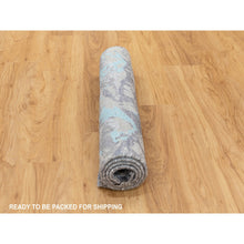 Load image into Gallery viewer, 3&#39;x5&#39; Aquamarine Modern Design Wool And Silk Hand Knotted Oriental Rug FWR350784