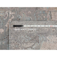 Load image into Gallery viewer, 3&#39;x5&#39; Gray Erased Design Wool And Silk Hand Knotted Oriental Rug FWR350790