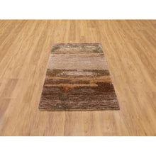 Load image into Gallery viewer, 3&#39;x5&#39; Earth Tone Colors Abstract Design Wool And Silk Hand Knotted Modern Oriental Rug FWR350802
