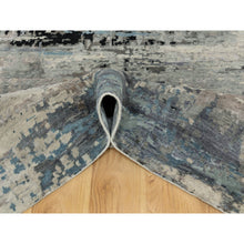 Load image into Gallery viewer, 6&#39;3&quot;x8&#39;10&quot; Abstract Design Modern Silver- Blue Hand Knotted Wool &amp; Silk Hi-low Pile Oriental Rug FWR350886