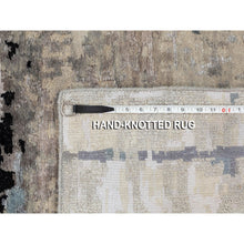 Load image into Gallery viewer, 3&#39;x4&#39;10&quot; Abstract Design Silver-blue Modern Hand Knotted Wool &amp; Silk Oriental Rug FWR350922