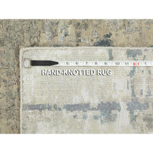 Load image into Gallery viewer, 2&#39;6&quot;x5&#39;10&quot; Abstract Design Silver-Blue Hand Knotted Modern Wool &amp; Silk Oriental Runner Rug FWR350946