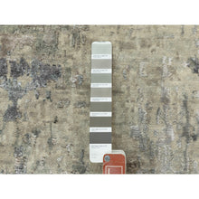 Load image into Gallery viewer, 2&#39;5&quot;x9&#39;9&quot; Abstract Design Silver- Blue Modern Hand Knotted Wool &amp; Silk Oriental Runner Rug FWR350988