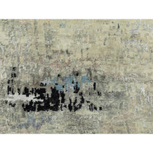 Load image into Gallery viewer, 2&#39;5&quot;x9&#39;9&quot; Abstract Design Silver- Blue Modern Hand Knotted Wool &amp; Silk Oriental Runner Rug FWR350988