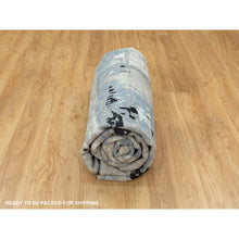 Load image into Gallery viewer, 10&#39;x10&#39; Abstract Design Square Silver-Blue Hand Knotted Hi-Low Pile Wool &amp; Silk Oriental Rug FWR351006