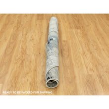 Load image into Gallery viewer, 6&#39;x6&#39; Round Silver, Blue Wool &amp; Silk Abstract Design Hand Knotted Hi-low Pile Oriental Rug FWR351054