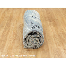 Load image into Gallery viewer, 12&#39;x12&#39; Round Abstract Design Modern Silver-blue Hand Knotted Wool &amp; Silk Hi-low Pile Oriental Rug FWR351090