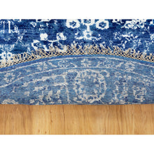 Load image into Gallery viewer, 6&#39;2&quot;x6&#39;2&quot; Blue Tone On Tone Tabriz Wool And Silk Round Hand Knotted Oriental Rug FWR351198