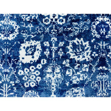 Load image into Gallery viewer, 6&#39;2&quot;x6&#39;2&quot; Blue Tone On Tone Tabriz Wool And Silk Round Hand Knotted Oriental Rug FWR351198