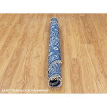 Load image into Gallery viewer, 6&#39;2&quot;x6&#39;2&quot; Blue Tone On Tone Tabriz Wool And Silk Round Hand Knotted Oriental Rug FWR351198