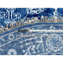 Load image into Gallery viewer, 6&#39;2&quot;x6&#39;2&quot; Blue Tone On Tone Tabriz Wool And Silk Round Hand Knotted Oriental Rug FWR351198