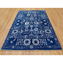 Load image into Gallery viewer, 6&#39;2&quot;x9&#39; Blue Hand Knotted Tone On Tone Tabriz Wool And Silk Oriental Rug FWR351210
