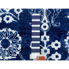 Load image into Gallery viewer, 6&#39;2&quot;x9&#39; Blue Hand Knotted Tone On Tone Tabriz Wool And Silk Oriental Rug FWR351210