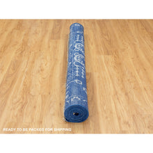 Load image into Gallery viewer, 6&#39;2&quot;x9&#39; Blue Hand Knotted Tone On Tone Tabriz Wool And Silk Oriental Rug FWR351210