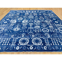 Load image into Gallery viewer, 12&#39;2&quot;x12&#39;2&quot; Blue Tone On Tone Tabriz Wool And Silk Square Hand Knotted Oriental Rug FWR351276