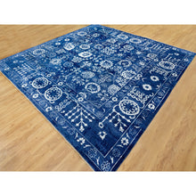 Load image into Gallery viewer, 12&#39;2&quot;x12&#39;2&quot; Blue Tone On Tone Tabriz Wool And Silk Square Hand Knotted Oriental Rug FWR351276