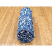 Load image into Gallery viewer, 12&#39;2&quot;x12&#39;2&quot; Blue Tone On Tone Tabriz Wool And Silk Square Hand Knotted Oriental Rug FWR351276