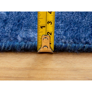 12'2"x12'2" Blue Tone On Tone Tabriz Wool And Silk Square Hand Knotted Oriental Rug FWR351276