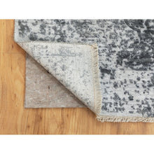 Load image into Gallery viewer, 4&#39;1&quot;x6&#39; Gray Erased Persian Design Wool And Pure Silk Hand Knotted Oriental Rug FWR351318