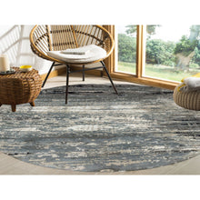 Load image into Gallery viewer, 10&#39;x10&#39; Taupe Hi-low Pile Abstract Design Wool And Silk Hand Knotted Round Oriental Rug FWR351354