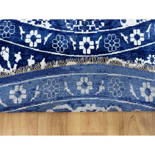 Load image into Gallery viewer, 14&#39;x14&#39; Blue Tone On Tone Tabriz Wool And Silk Hand Knotted Round Oriental Rug FWR351372