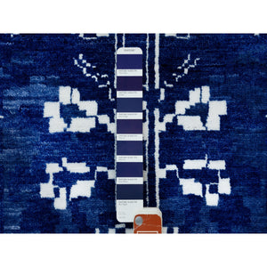 14'x14' Blue Tone On Tone Tabriz Wool And Silk Hand Knotted Round Oriental Rug FWR351372