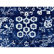 Load image into Gallery viewer, 14&#39;x14&#39; Blue Tone On Tone Tabriz Wool And Silk Hand Knotted Round Oriental Rug FWR351372