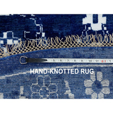 Load image into Gallery viewer, 14&#39;x14&#39; Blue Tone On Tone Tabriz Wool And Silk Hand Knotted Round Oriental Rug FWR351372