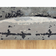 Load image into Gallery viewer, 8&#39;3&quot;x8&#39;3&quot; Taupe Abstract Design Wool And Silk Hi-low Pile Hand Knotted Round Oriental Rug FWR351384