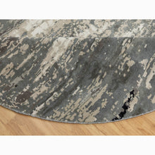 Load image into Gallery viewer, 8&#39;3&quot;x8&#39;3&quot; Taupe Abstract Design Wool And Silk Hi-low Pile Hand Knotted Round Oriental Rug FWR351384