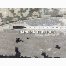 Load image into Gallery viewer, 8&#39;3&quot;x8&#39;3&quot; Taupe Abstract Design Wool And Silk Hi-low Pile Hand Knotted Round Oriental Rug FWR351384