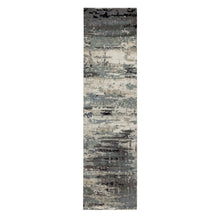 Load image into Gallery viewer, 2&#39;8&quot;x10&#39;3&quot; Taupe Abstract Design Wool and Silk Runner Hi-Low Pile Hand Knotted Oriental Rug FWR351396