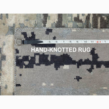Load image into Gallery viewer, 2&#39;8&quot;x10&#39;3&quot; Taupe Abstract Design Wool And Silk Runner Hi-low Pile Hand Knotted Oriental Rug FWR351396