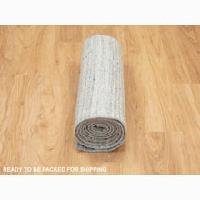 Load image into Gallery viewer, 2&#39;6&quot;x11&#39;10&quot; Green Organic Wool Variegated Textured Design Runner Hand Loomed Modern Oriental Rug FWR351432