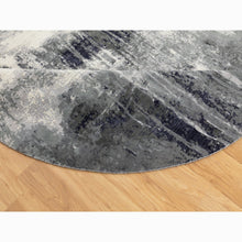 Load image into Gallery viewer, 8&#39;x8&#39; Charcoal Black Abstract Design Wool And Silk Hand Knotted Round Oriental Rug FWR351438