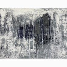 Load image into Gallery viewer, 8&#39;x8&#39; Charcoal Black Abstract Design Wool And Silk Hand Knotted Round Oriental Rug FWR351438