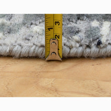 Load image into Gallery viewer, 8&#39;x8&#39; Charcoal Black Abstract Design Wool And Silk Hand Knotted Round Oriental Rug FWR351438