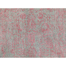 Load image into Gallery viewer, 2&#39;6&quot;x9&#39;10&quot; Pink Erased Persian Design Wool And Art Silk Hand Loomed Jacquard Oriental Rug FWR351588