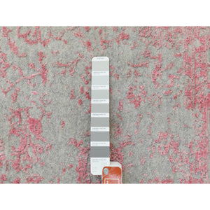 6'x9' Pink Hand Loomed Jacquard Wool And Art Silk All Over Design Oriental Rug FWR351594