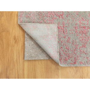 6'x9' Pink Wool And Art Silk Transitional Design Hand Loomed Jacquard Oriental Rug FWR351600